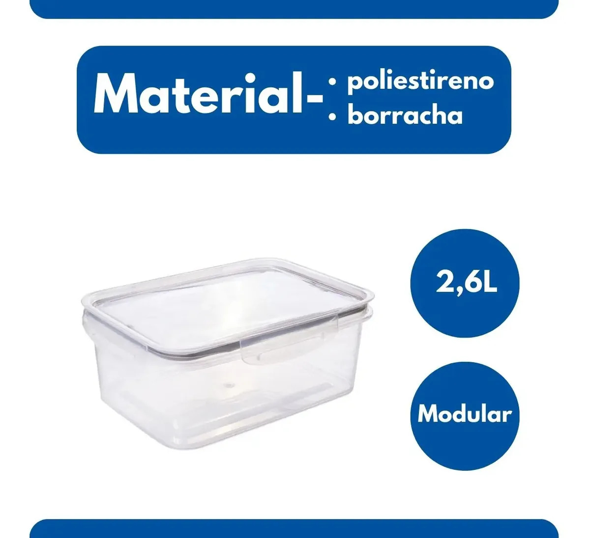 Pote Hermético Com Travas 2,6l Plasútil Transparente Cinza Pote Transparente