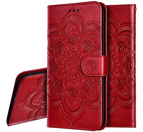 Funda Para LG Stylo 4 Sunflower Rojo Premium Pu Leather-02