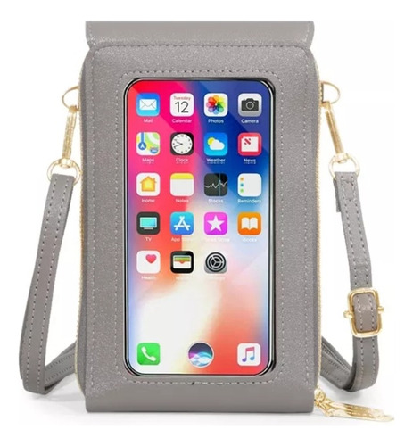 Bolso Celular Billetera Pantalla Táctil Manoslibres Cuero Pu