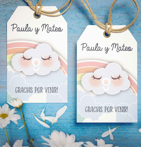 Imagen 5 de 10 de Kit Imprimible Arco Iris Nubes Pastel. Kit Rainbow Editable