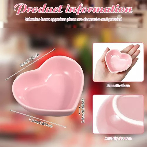 B 6 Piezas Cuencos En Forma De Corazón Platos De Cer