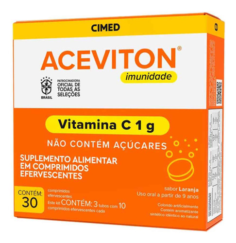 Aceviton Vitamina C 1g 30 Comprimidos Efervescentes  Cimed