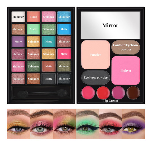 Kit De Maquillaje Qibest All In One 24 Eyeshadow 4 Lipstick
