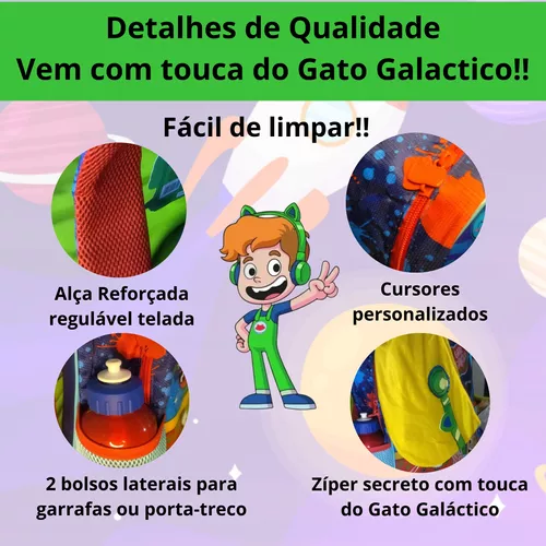 Mochila Escolar Infantil Oficial r Gato Galáctico