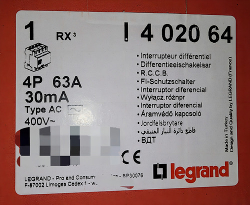 Interruptor Diferencial 4p 63a 30ma Ref. 402064 Certificado