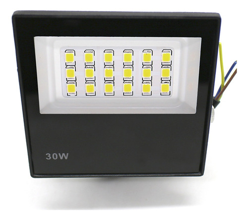 Kit 2 Refletor Led 30w Holofote Prova Dágua Luz Frio Carcaça Preto Luz Branco-frio