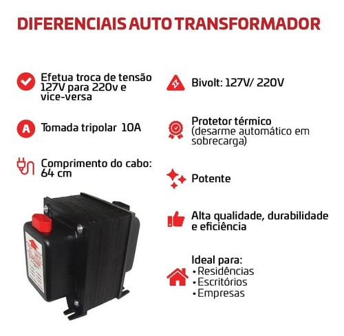 Transformador Bivolt 110 220 P/ Adegas De Vinho De Até 200w Preto