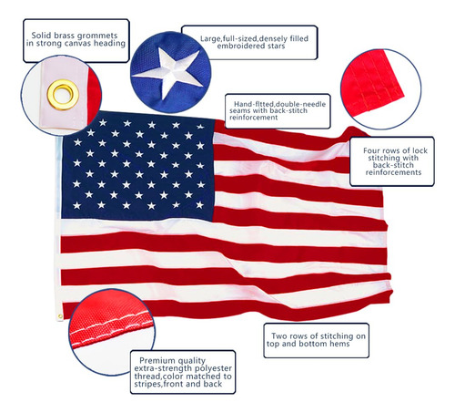 Bandera Anley Everstrong American Us De Nailon, 1,8 X 3 M