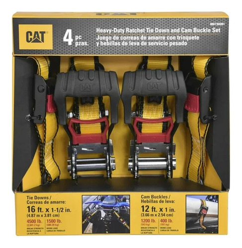 Correas De Amarre Con Trinquete Y Hevillas De Leva Cat Amarillo