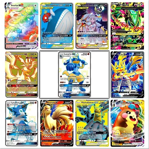 30 Cartas Pokemon Vmax V Gx Aliados Shiny + Lucario Shiny