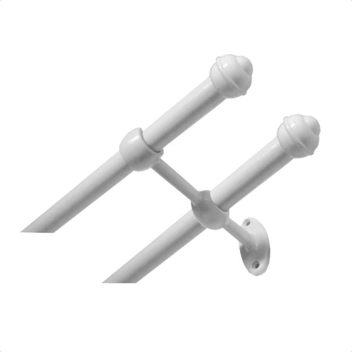 1 Suporte Varão Cortina Duplo 19/28mm 100% Alumínio Branco