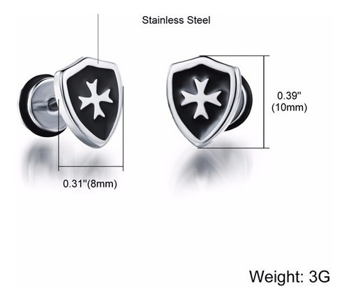Imagen 2 de 4 de Piercing Acero Inoxidable Unisex Escudo -390