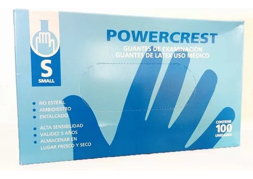 Guantes De Latex Powercrest X100uni Talle S Color Blanco