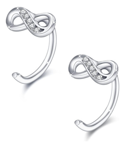 Infinity Half Hoops Pendientes De Plata De Ley Infinity Stud