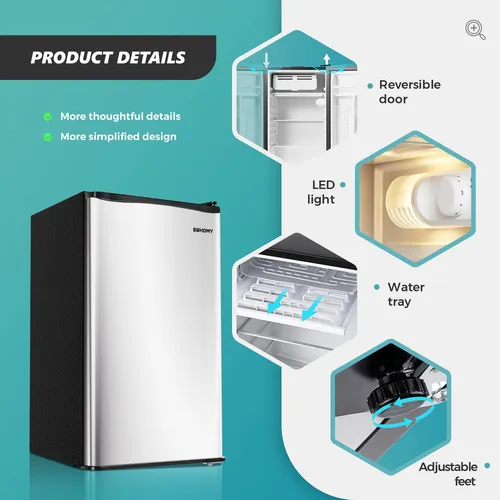Euhomy - Minirefrigerador De 3.2 Pies Cubicos Con Congelador