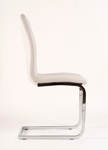 Imagen 3 de 10 de Silla Savona Cuero Sintetico Cromo Pack 4 Unid Moderna