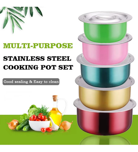 Batería De Cocina 10pzs Juego De Ollas Acero Inoxidable Set