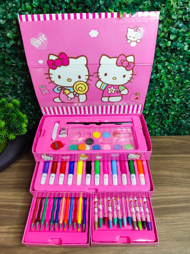 Maletín De Plumones, Colores Y Pinturas De Hello Kitty