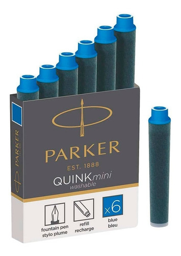 Pack 6 Cartuchos De Tinta Parker Para Pluma Quink Mini