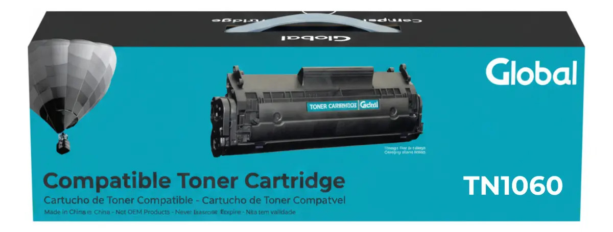 Tóner Compatible con Brother TN1060 para 1200 1212w - Rendimiento de 1000 Páginas - Color Negro - Marca Global Electronics