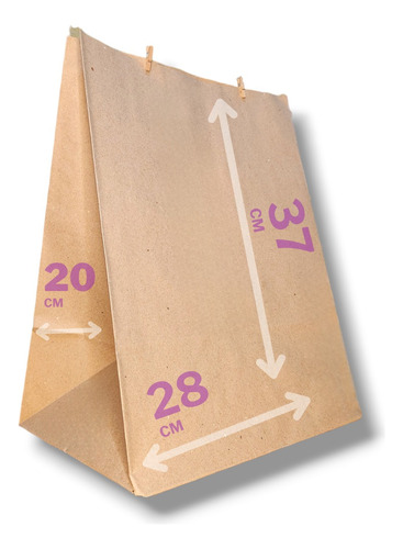 Bolsa Papel Madera Kraft Delivery 28x37x20 X250u N105