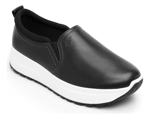 Sneaker Slip On Flexi Mujer Acabado Tamporeado 117207 Negro