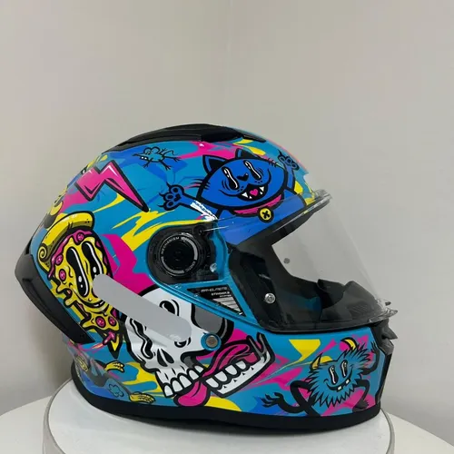 Capacete Mt Stinger 2 Madness C7 Azul Brilho Caras E Bocas | Frete