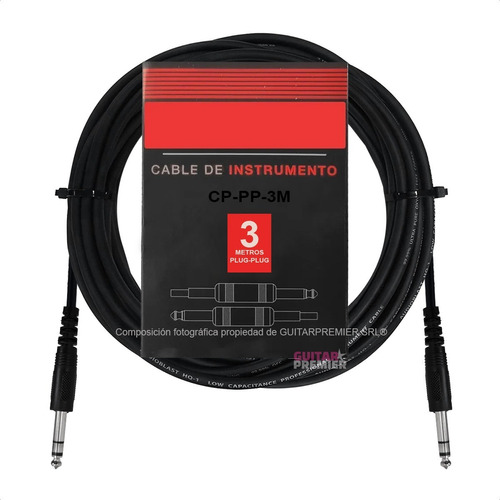 Cable Audio Guitarra Bajo Instrumentos Plug Plug Recto 3m