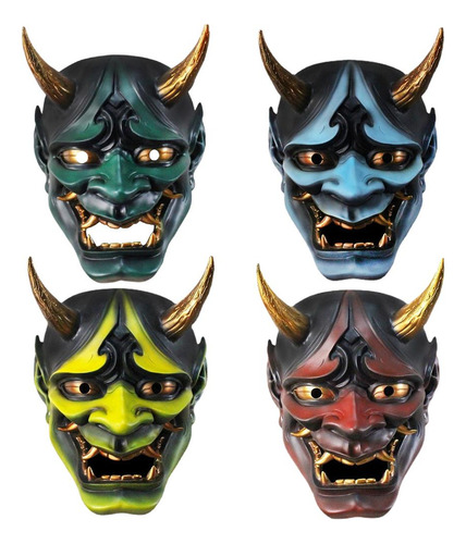 Capa Facial De Demônio De Halloween, Cosplay Japonês, Resina