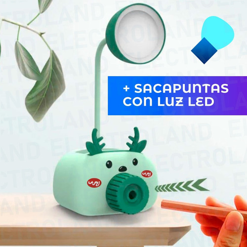 Imagen 3 de 10 de Velador Led Flexible Lampara Lapicero Sacapuntas Infantil