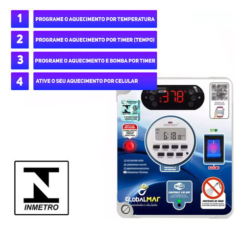 Aquecedor Automático Para Piscina 100m³ C/ Comando Wifi
