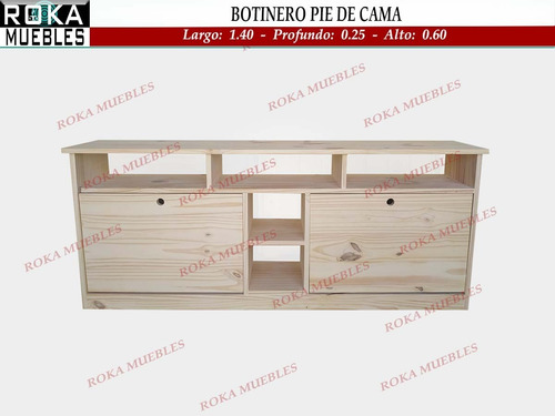 Imagen 1 de 6 de Zapatero Botinero Pie De Cama 2 Cajones 140 Organizador Pino