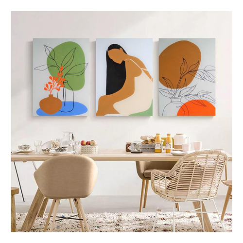 Conjunto De 3 Quadros Para Decoração Pintados A Mão