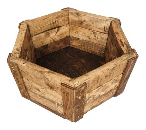 Maceta De Madera Tipo Jardinera Hexagonal
