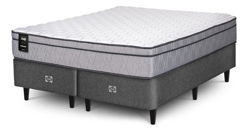 Sommier Y Colchon Queen (160x200) Sealy Sunshine Resorte Color Gris Y Blanco