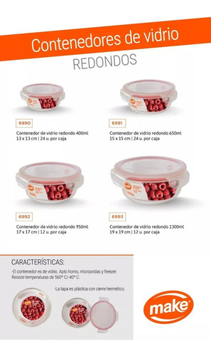 Contenedor De Vidrio Redondo 400ml Make Transparente