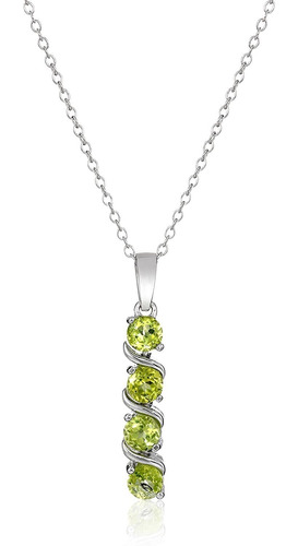 Collar Con Colgante De Peridoto Auténtico De Plata De Ley, 1