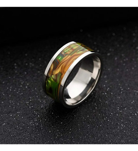 Anillo De Acero Quirurgico Y Conchilla De Abulon , Ancho Plateado 22