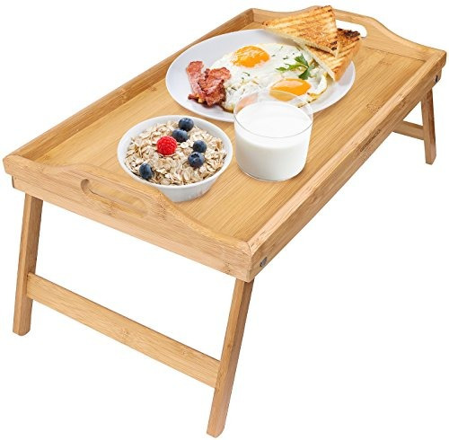 Greenco Bamboo Foldable Breakfast Table Laptop Desk Bed