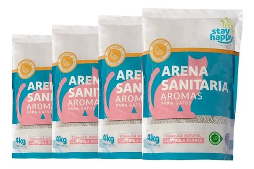 Pack 4 Arenas Aglutinante Gatos Stay Happy 2 Kg Aroma Limón