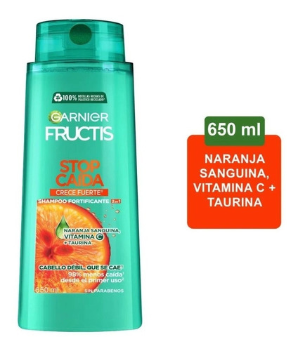 Shampoo Garnier Fructis Stop Caída Para Cabello Débil 650ml
