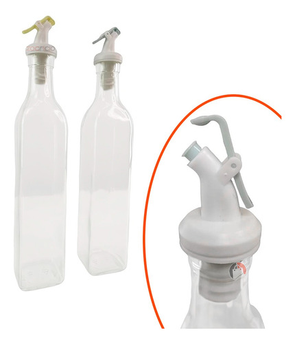 Kit X2 Botellas Dispensador De Aceite Con Tapa Dosificadora