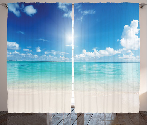 Ambesonne Cortinas Oceanicas, Cielo Y Mar, Paisaje, Arena, T