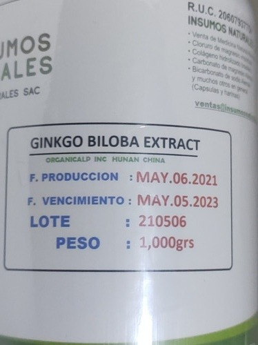 Ginkgo Biloba Extracto Polvo  1000 Grs