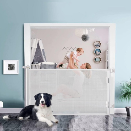 Puerta Seguridad Retráctil Para Bebés Expandible 80 X 140 Cm Color Blanco