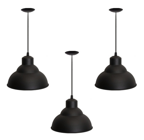 Imagen 1 de 10 de Pack X3 Lampara Colgante Galponera Vintage Industrial