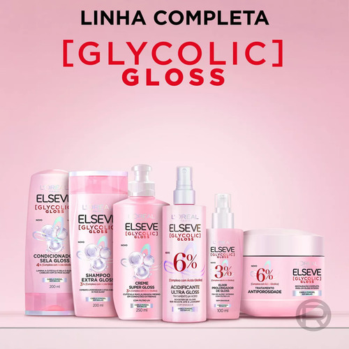 Elseve Glycolic Gloss Shampoo, Cond, Máscara E Acidificante