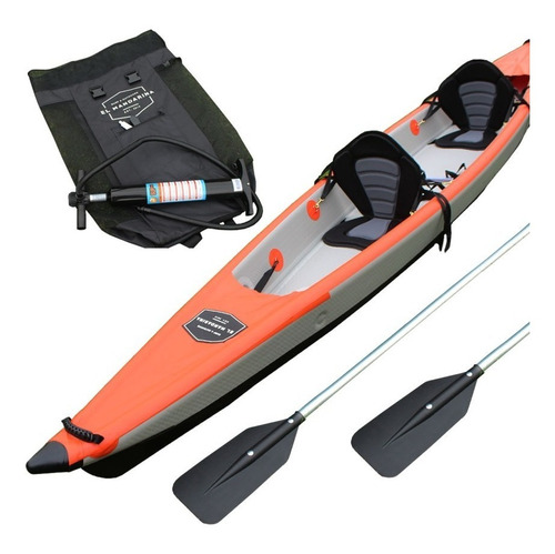 Kayak Inflable Pro 2 Remos 2 Asientos, Mochila E Inflador