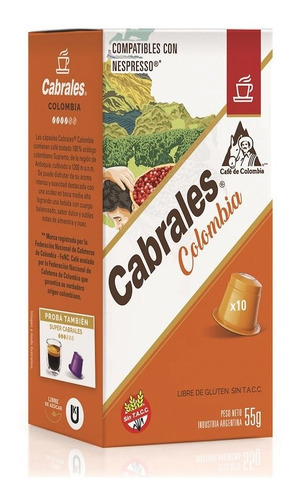 Cafe Espressarte Cabrales Nespresso X10 Capsulas Colombia