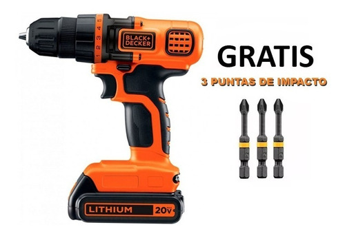 Taladro Atornillador Litio 20v +3ph Impac Ld120 Black+decker